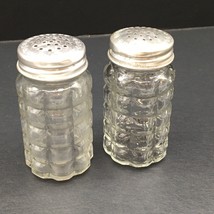 Vintage Clear Textured Glass Salt & Pepper Shakers Anchor Hocking? Waffle - $8.75