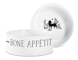 Bone Appetit Medium Ceramic Dog Bowl by JULIANNA SWANEY NIB - $14.75