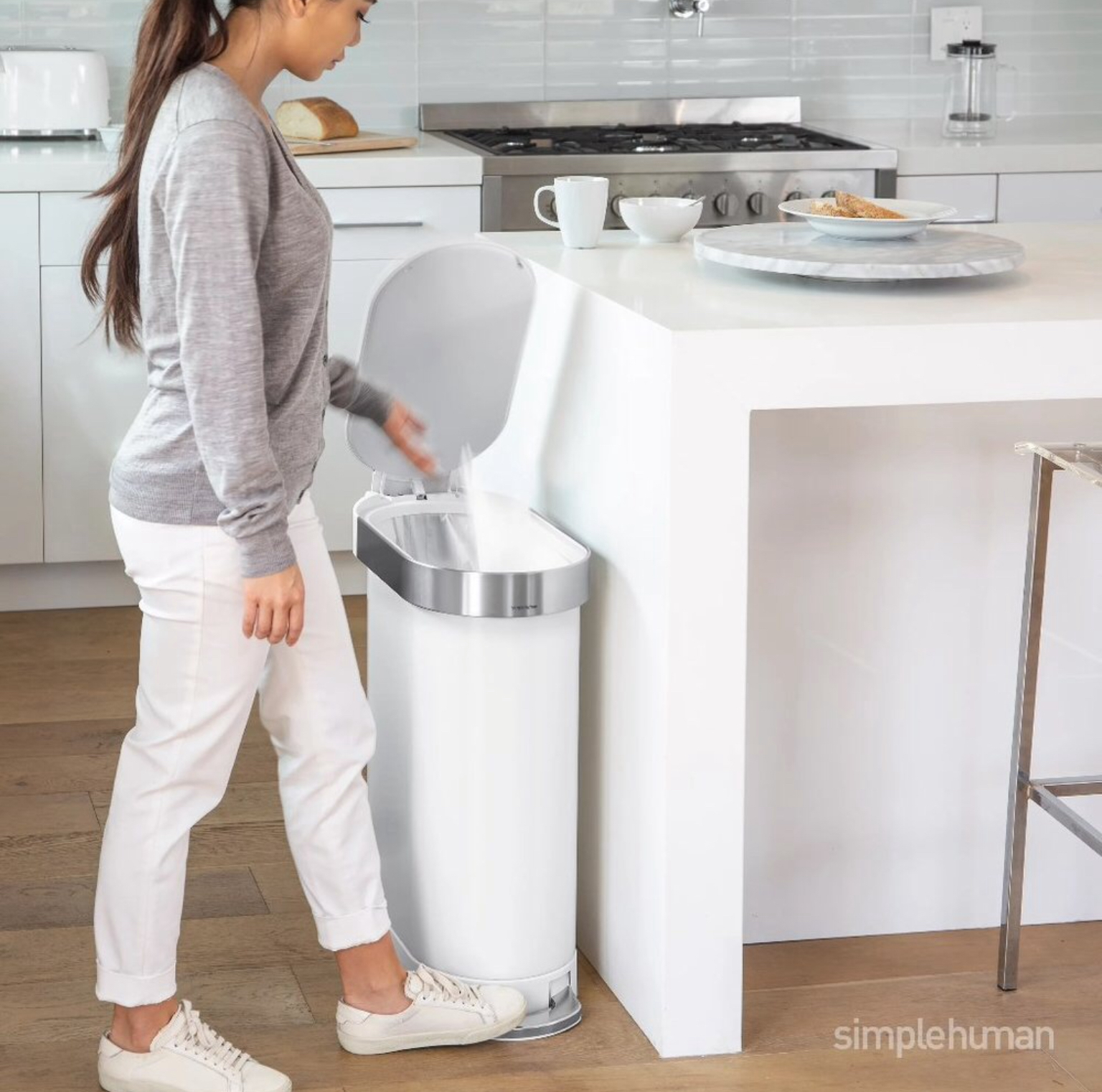 simplehuman Slim Step 1.3 Gallon Steel Trash Can