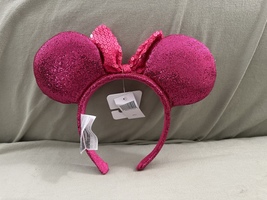 Disney Parks Hot Pink Bow and Sparkle Ears Minnie Mouse Headband NEW image 2