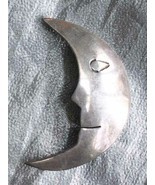 Elegant Vintage Mexican Sterling Silver Moon Face Brooch 2 1/4&quot; - $28.45