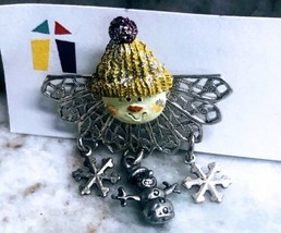 Ship N 24 Hours. New-Vintage Christmas Handmade Cute Snowman Brooch Pin. - $49.49
