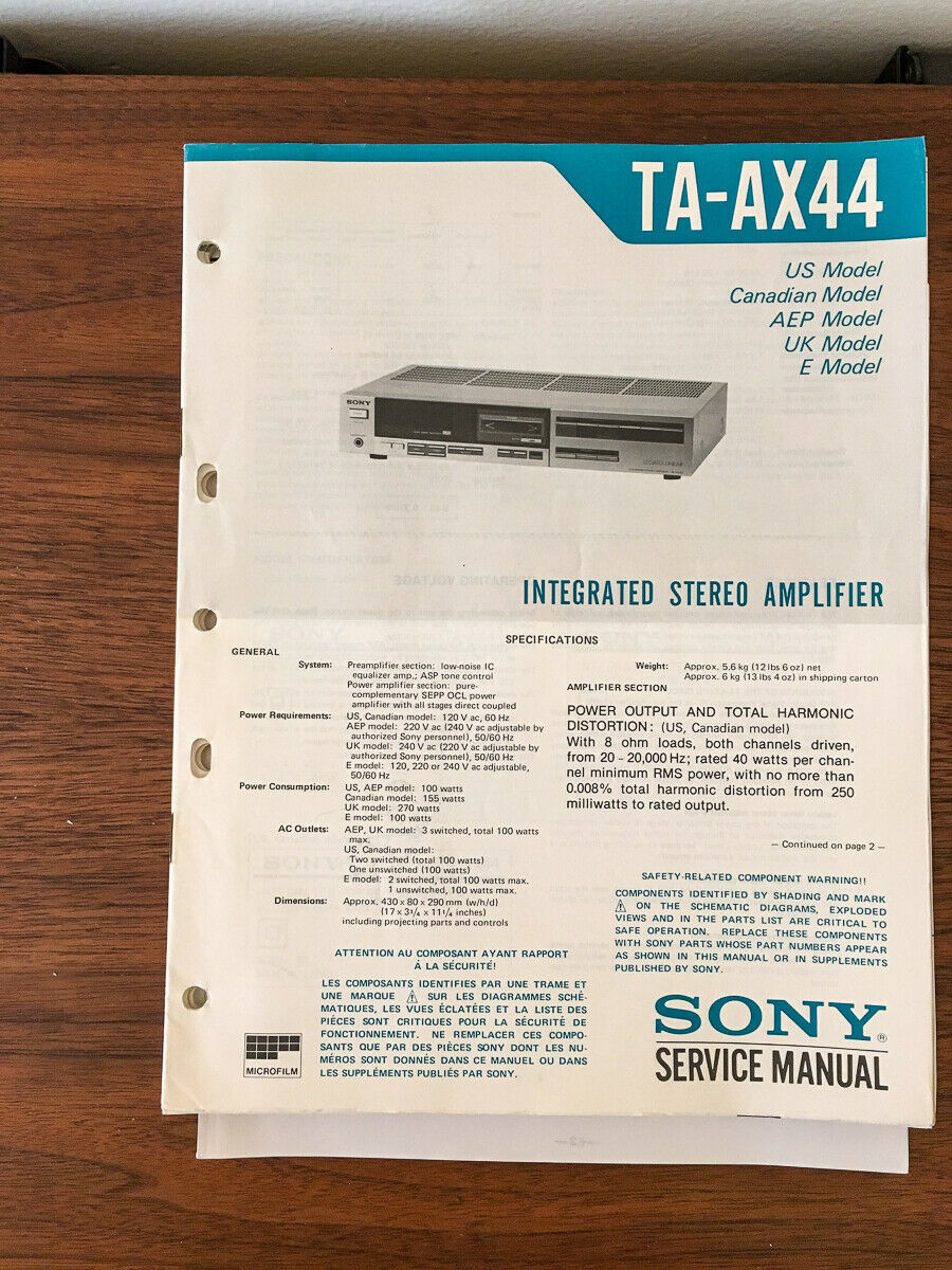 Used Sony TA-AX44 Integrated amplifiers for Sale | HifiShark.com