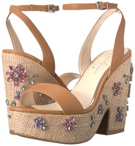 Jessica Simpson Cressia Raffia Rhinestone Flowers Ornament Sandals, Size... - $99.95