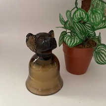 Candle Holder Dog Amber Brown Color Dog Head and Cup Glass Candle Holder... - $12.99