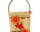 Handmade Basket Falling Leaves Oval Shaped with Handle Autumn Leaves Decoration