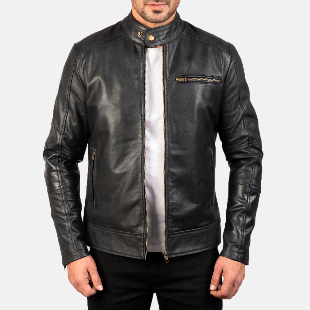 Lavendard Brown Leather Biker Jacket