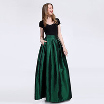 Royal Blue  A-Line Ruffle Pleated Skirt Taffeta Full Long Pleated Holiday Skirts image 7