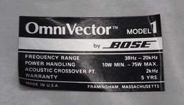Vintage Bose Omni Vector 1 Speaker Logo Badge Sticker-
show original tit... - $27.65