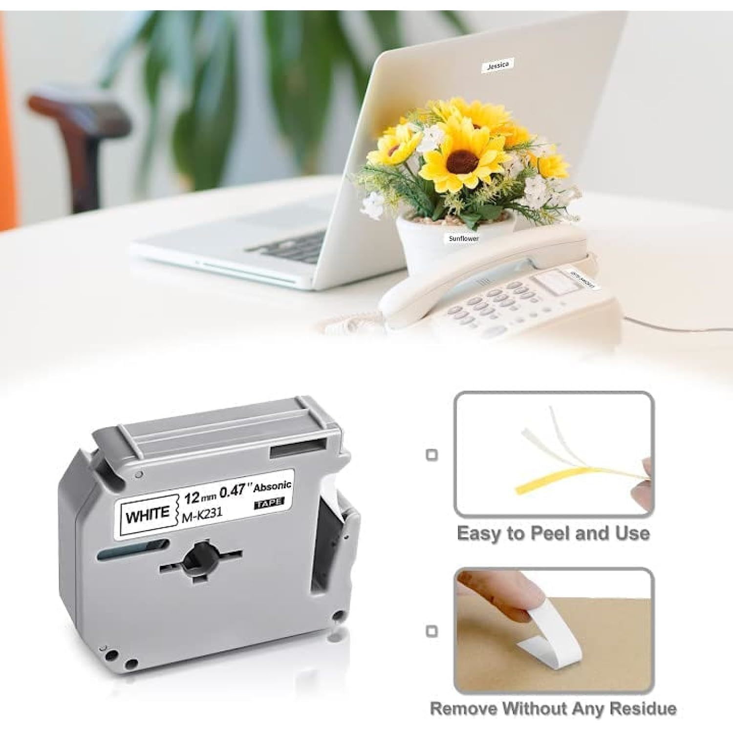 6Pack Compatible MK231S Label Maker Tape Replacement For Brother P Touch M 12M Label Maker