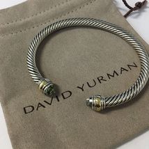 David Yurman Sterling Silver Prasiolite & 14K Gold 5mm Cable Cuff Bracelet - $282.15