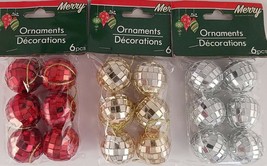 Christmas Ornaments Disco Balls 1 Inch w Loops 6 Ct/Pk  SELECT: Red, Gold or Sil - $2.99