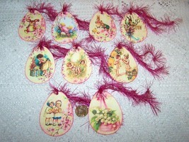 9 Pcs Vintage Egg Shape Bunnies Chick Kids Gift Vintage Linen Hang Tags ... - $17.00