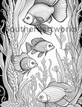   5 Highly detailed coloring pages for adults and kids,tropical fish,Owl... - $1.99