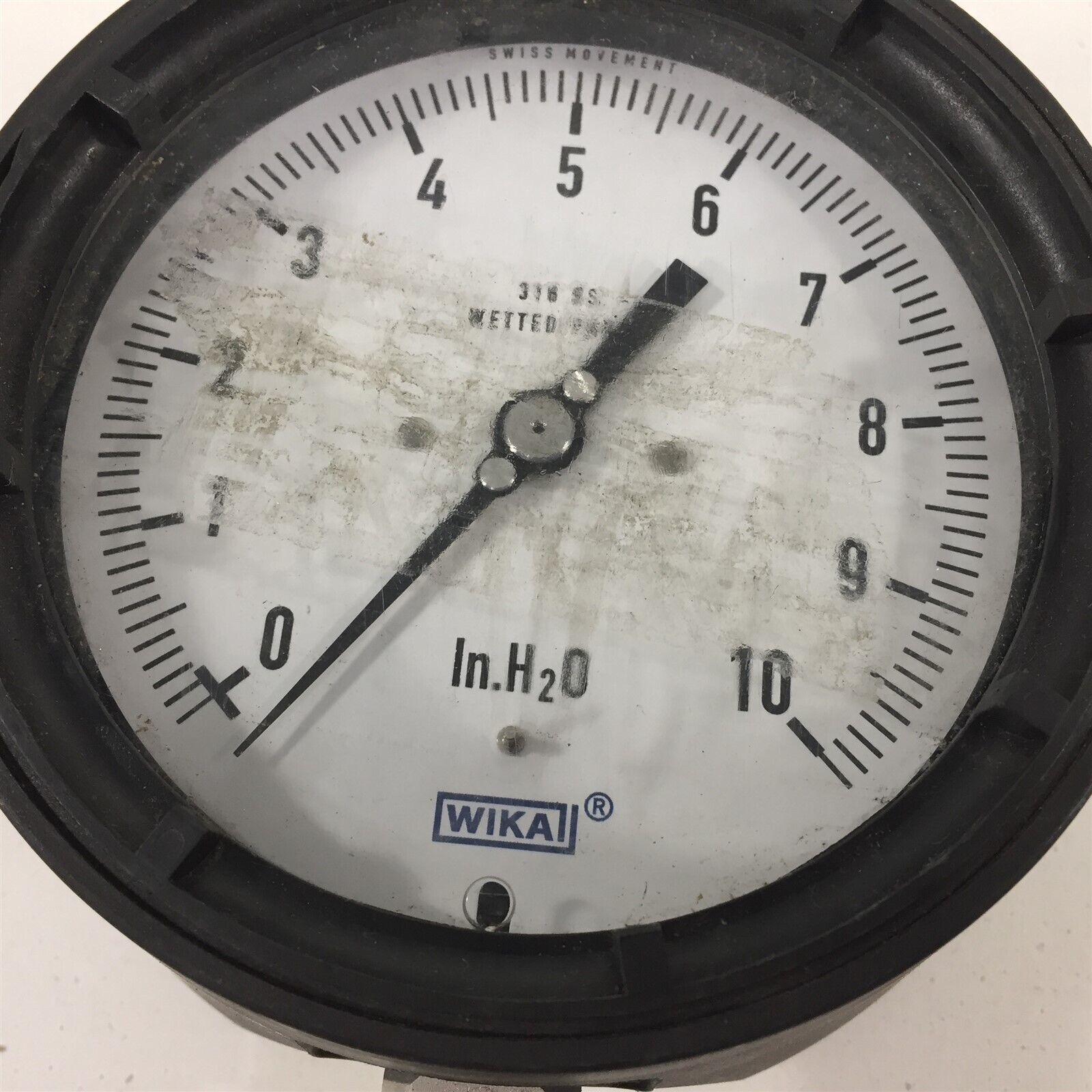 WIKA 010" H2O Vacuum Gauge Bottom Mount 1/2" NPT Air Pressure Gauges