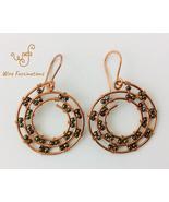Handmade Copper Earrings Spiral Sun Pattern Beading - $30.00