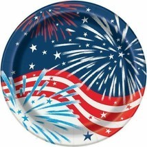 Fireworks July 4th 8 Ct 9&quot; Lunch Plates Memorial Veterans Day - $3.65