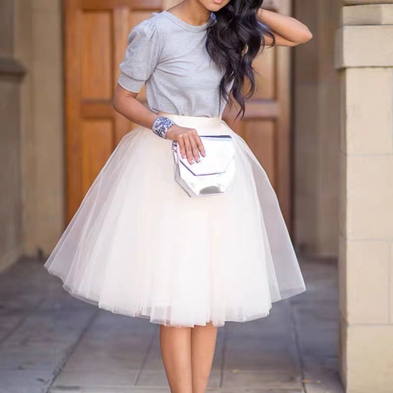 Women Tulle Circle Midi Skirt High Waist A-line Full Circle Midi Party ...