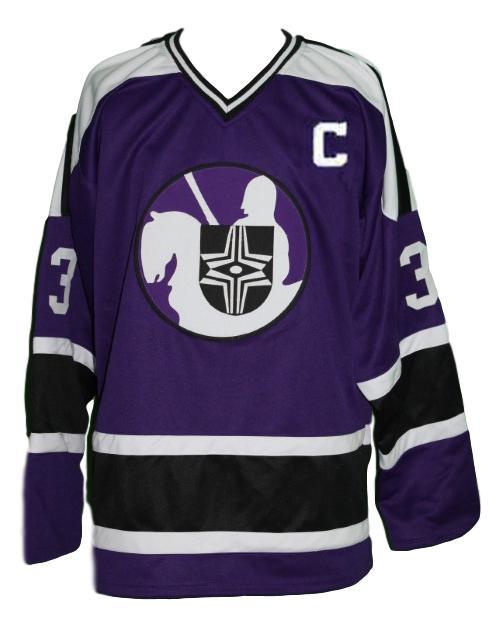 Paul shmyr  3 cleveland crusaders retro hockey jersey purple   1