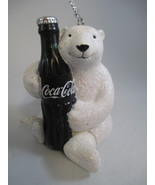 Coca-Cola Kurt Adler Sparkle Polar Bear Holding Coke Bottle Christmas Ornament - $11.39