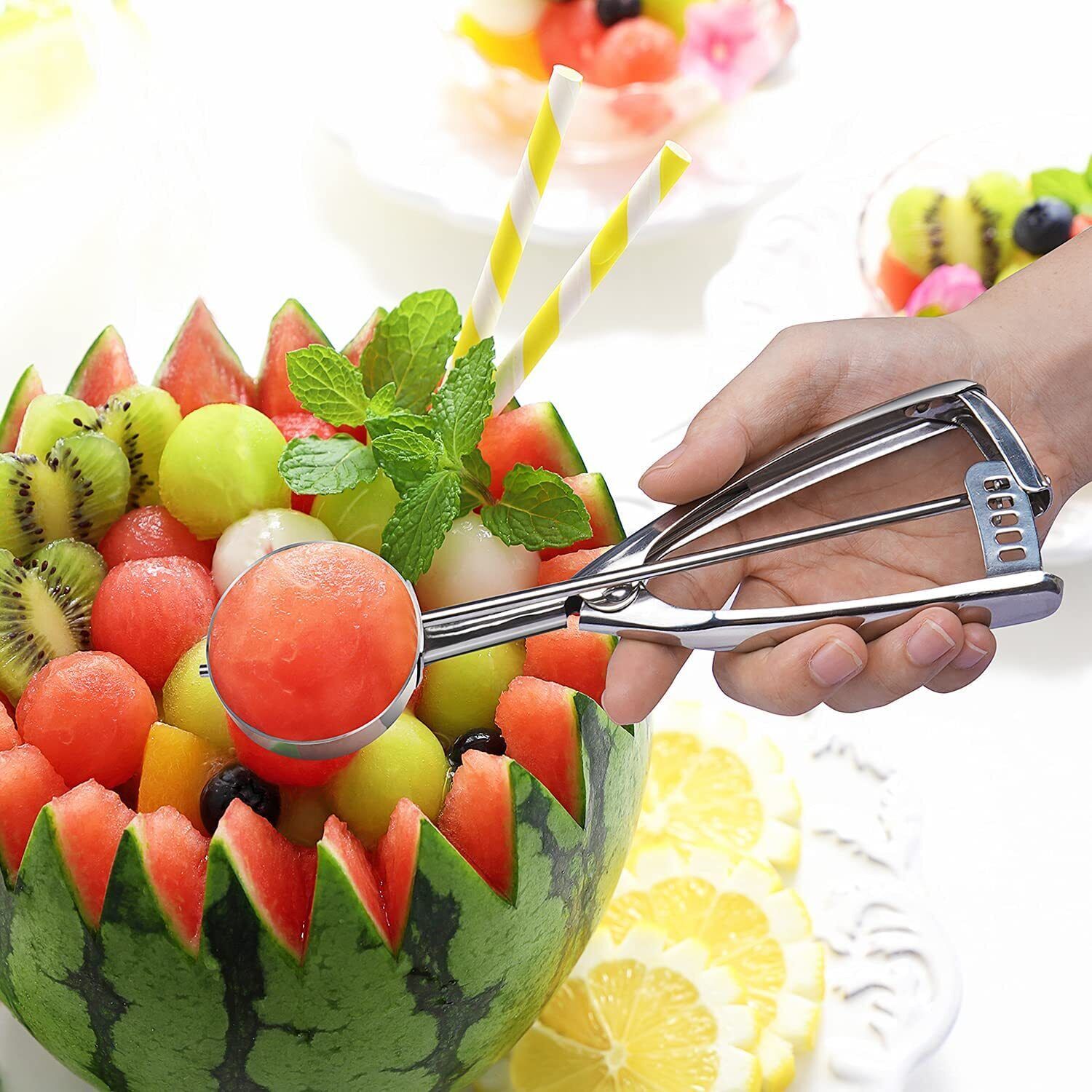 18/8 Stainless Steel Large Ice Cream Scoop Disher Melon Baller 4 Tablespoon