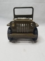 Vintage Tonka Army Jeep GR2-2431 Pressed Steel Green Military Toy No Top V12 - $39.60