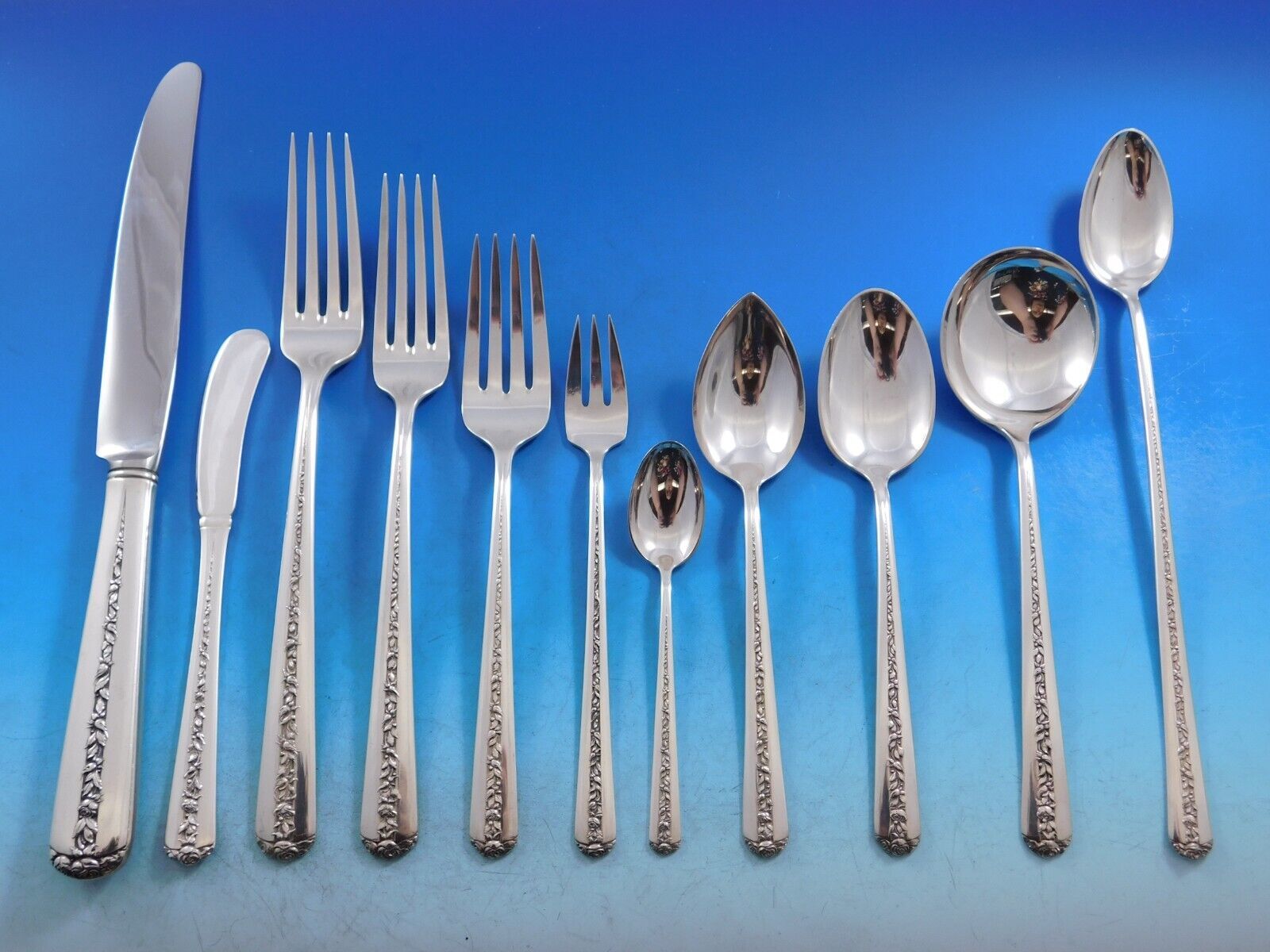 Primary image for Rambler Rose by Towle Sterling Silver Flatware Set for 12 Dinner Service 148 pcs