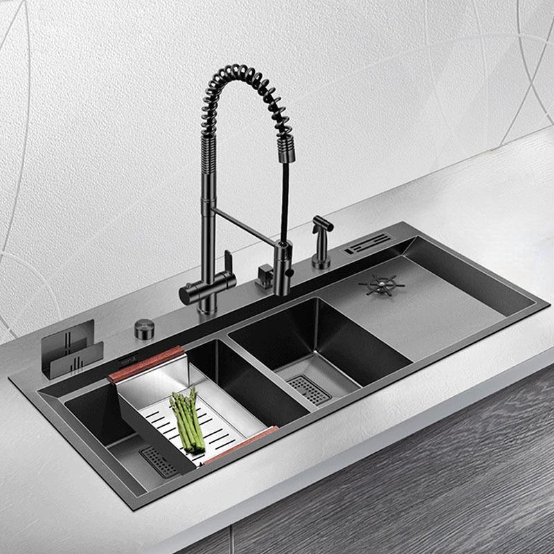 Nanometer Black Step Kitchen Sink SUS 304 Stainless Steel 4mm