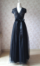 BLACK MAXI SKIRTS Plus Size Elastic Full Length Black Tulle Skirts Party Skirts