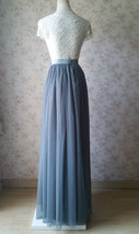 DARK GRAY Plus Size Bridesmaid Tulle Skirt High Waist Gray Full Maxi Tulle Skirt image 4