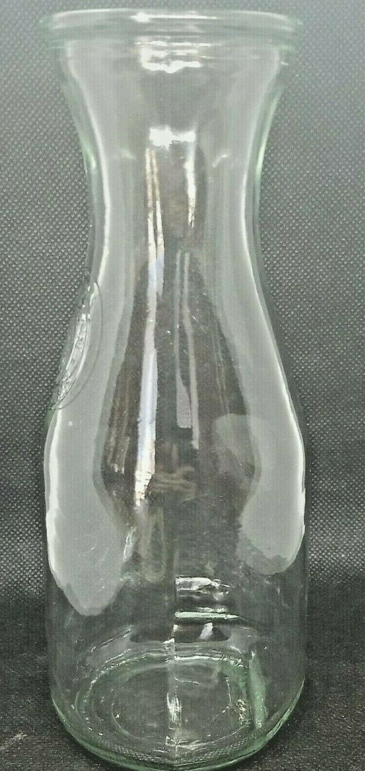 Milk Bottle One Liter Clear Glass Bottle Grape Embossed, Glass