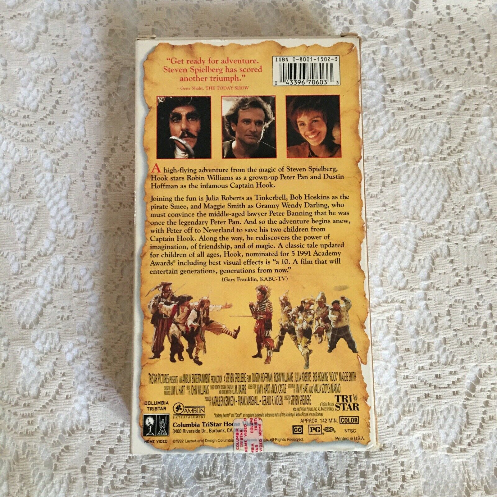 Hook 1992 VHS Dustin Hoffman Robin Williams Julia Roberts Bob Hoskins ...