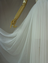 WHITE Tulle Midi Skirt A Line High Waisted Tulle Skirt Wedding Skirt image 9