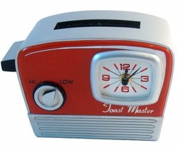 Retro Toaster Kitchen Clock with Vintage Design Red Resin 8.5" Long #485024