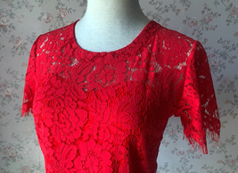 2022 Red Lace Crop Top Short Sleeve Plus Size Wedding Bridesmaid Red Crop Tops image 3