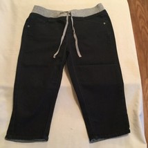 Size 12.5 Justice simply low pedal pants blue jean capri flat front cuff girls - $17.99