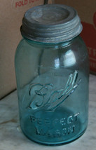 Vintage Set of 3 Aqua Blue Ball Perfect Mason Canning Jars With Gray Metal  Lids Kitchen Accessories 