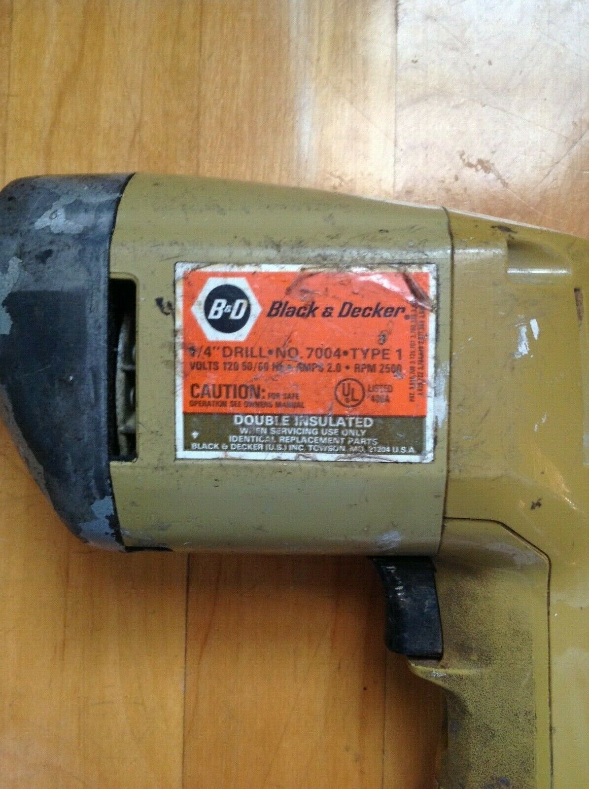 Vintage Black & Decker 1/4 Drill NO. 7004 Type 1 Double Insulated Made In  USA!