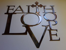 Faith Love and Hope with Cross Metal Wall Art 18&quot; - $42.73