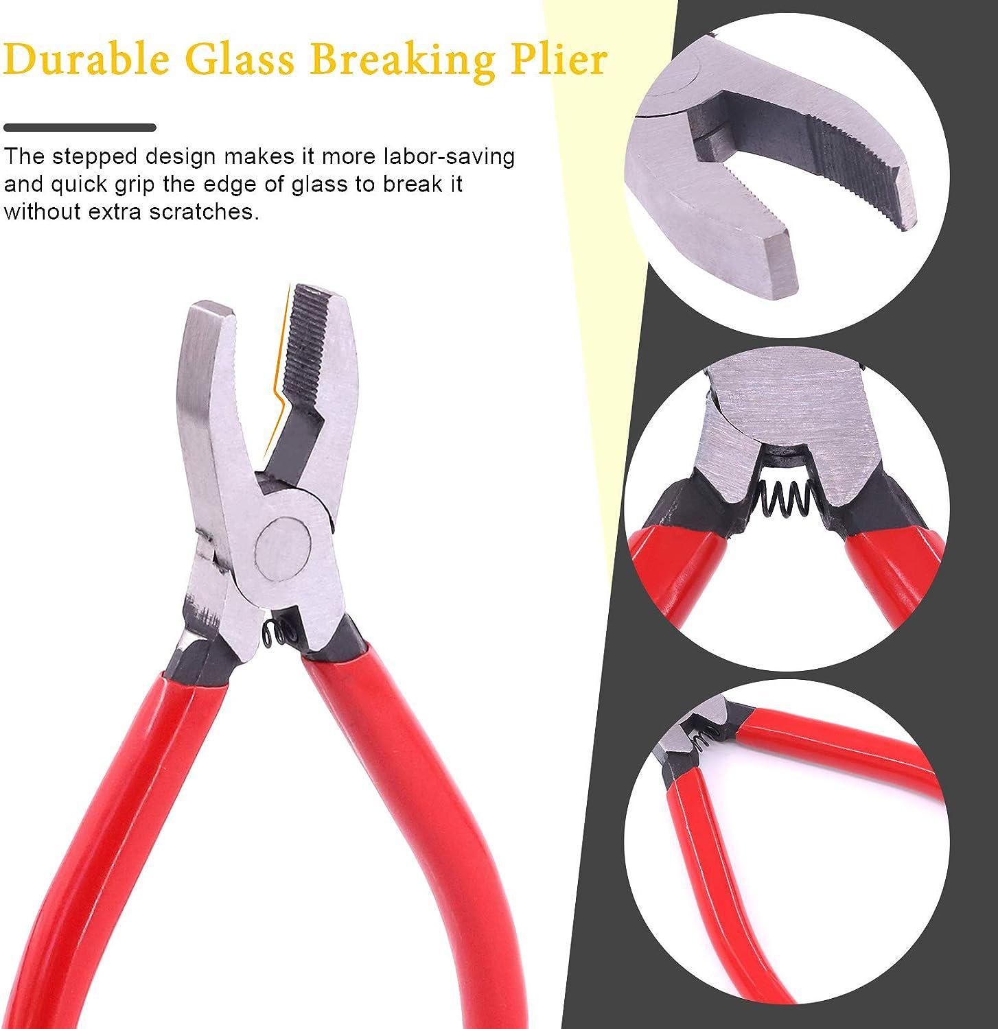 Pliers with Curved Jaws, Glass Running Pliers Heavy Duty with Rubber Tips  for Stained Glass Work Mosaics Breaking Tool - China Glass Plier, Running  Plier
