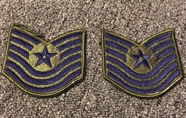 1 Pair 2 Patches 1976-1993 Usaf Air Force Rank Patch Master Serg EAN T E-7 Og Gree - $16.19