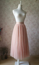 Blush Pink Long Tulle Skirt High Waisted Plus Size Long Tulle Tutu Blush Skirt image 2