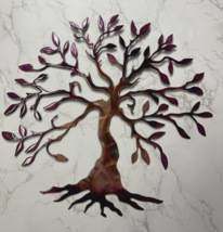 Olive Tree --Tree of Life    20"  Metal Wall Art Décor Copper and Purple Tinged - $63.64