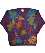 Workshop Mohair Blend Sweater Womens M Purple Fall Autumn Leaves Fenn Wright - $30.38