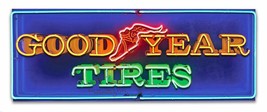 Good Year Tires Neon Stylized Metal Sign by Larry Grossman - $39.95