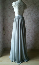 Silver Gray Chiffon Bridesmaid Skirt Floor Length Chiffon Wedding Party Skirt image 7