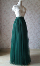DARK GREEN High Waisted Tulle Maxi Skirt Plus Size Bridesmaid Tulle Maxi Skirt image 3