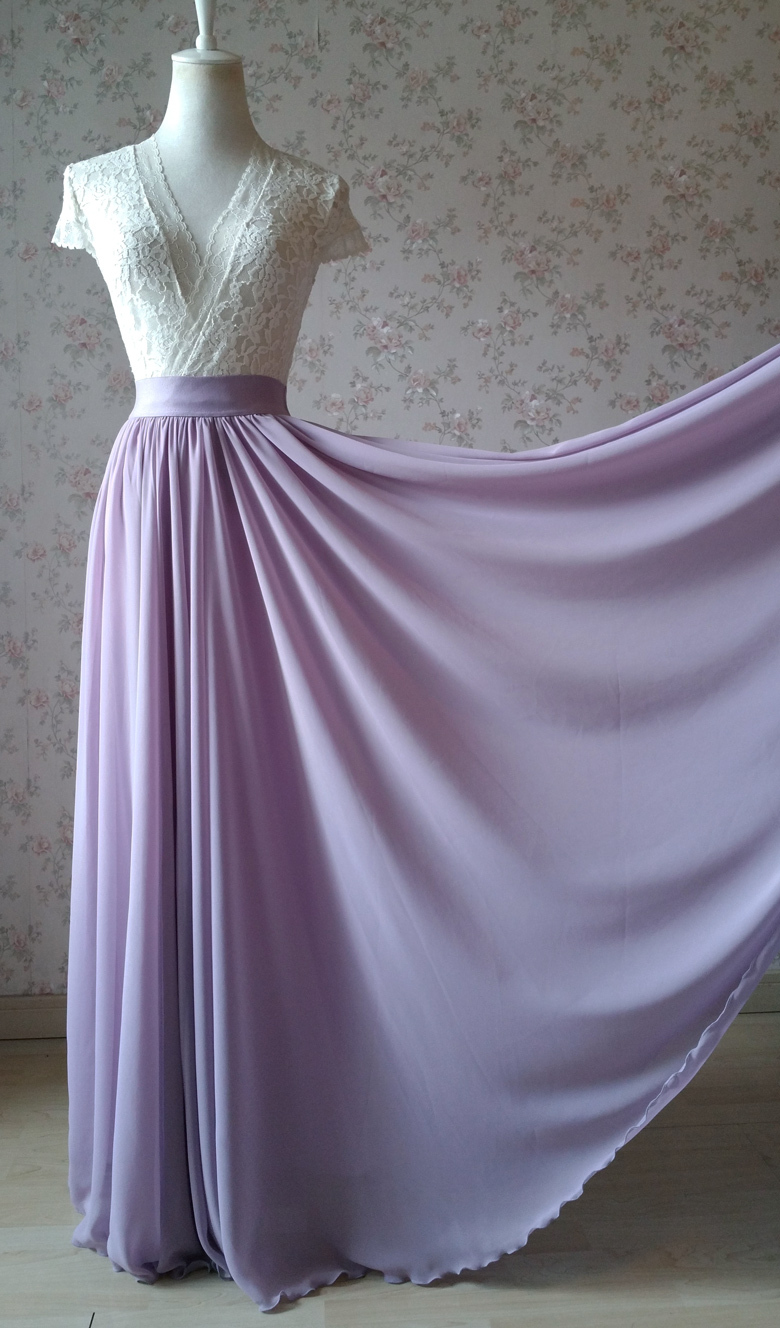 Chiffon maxi skirt wedding lavender 780 6