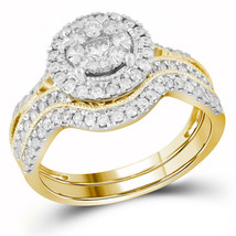 14kt Yellow Gold Round Diamond Bridal Wedding Engagement Ring Band Set 7/8 Ctw - $1,499.00
