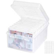 Photo Storage Box 4X6 Photo Case, 18 Inner Photo Keeper, Clear